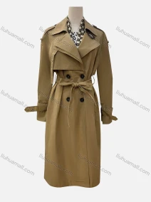 Wholesale Women's Casual Plain Lapel Long Sleeve Double Breasted Trench Coat With Belt, LIUHUA CLOTHING WHOLESALE