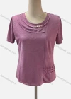 Wholesale Women's Casual Crew Neck Short Sleeve Beaded Blouse - Liuhuamall