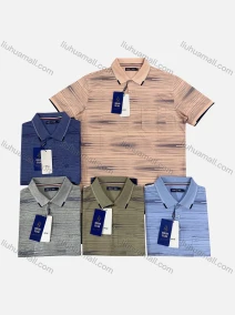 Wholesale Men's Casual Striped Short Sleeve Patch Pocket Polo Shirts, LIUHUA CLOTHING WHOLESALE