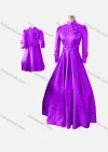 Wholesale Women's & Girl's Elegant Stand Collar Plain Butterfly Pearl Decor Ruched 2 Pieces Dress - Liuhuamall