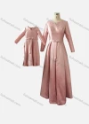Wholesale Women's & Girl's Elegant Plain Notched Collar Bow Knot Ruffle Hem 2 Pieces Dress With Belt - Liuhuamall