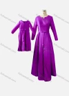 Wholesale Women's & Girl's Elegant Plain Notched Collar Bow Knot Ruffle Hem 2 Pieces Dress With Belt - Liuhuamall