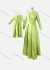 Wholesale Women's & Girl's Elegant Plain Notched Collar Bow Knot Ruffle Hem 2 Pieces Dress With Belt - Liuhuamall