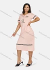 Wholesale Women's Plus Size Milk Silk Casual Crew Neck Short Sleeve Letter Floral Print Midi Dress - Liuhuamall