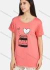 Wholesale Women's Comfy Lounge Short Sleeve Cartoon Print T-shirt & Heart Print Pant Pajama Sets - Liuhuamall