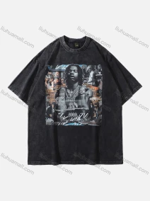 Wholesale Men's Fashion Hip Hop Oversized Crew Neck Short Sleeve Wash Distressed Graphic T-shirt 771#, LIUHUA CLOTHING WHOLESALE