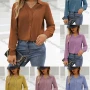 Wholesale Women's Casual Plain Buttons Down Hollow Out Embroidery Long Sleeve Blouse preview