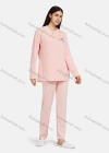 Wholesale Women's Lounge Long Sleeve Embroidery Letter Pattern Button Front Tops & Pin Dot Print Pant Homewear Sets - Liuhuamall