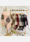 Wholesale Women's Fashion Causal V Neck Colorblock Tassel Cape - Liuhuamall