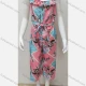 Wholesale Girls Casual Square Neck Sleeveless Ruffle Trim Button Decor Floral Print Jumpsuit With Belt Pink Clothing Wholesale Market Liuhua