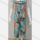 Wholesale Girls Casual Square Neck Sleeveless Ruffle Trim Button Decor Floral Print Jumpsuit With Belt Cyan Clothing Wholesale Market Liuhua