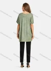 Wholesale Woman's Casual Round Neck Short Sleeve Sequin Floral Print Drawstring Plain Tunic - Liuhuamall