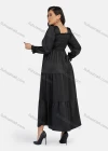 Wholesale Woman's Casual Plain Square Neck Tiered Lace Up Dress 9144# - Liuhuamall