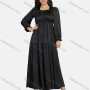 Wholesale Woman's Casual Plain Square Neck Tiered Lace Up Dress 9144# preview