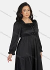 Wholesale Woman's Casual Plain Square Neck Tiered Lace Up Dress 9144# - Liuhuamall