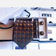 Men's Trendy Polka Dot Striped Tie & Pocket Square & Pair Cufflinks Sets Brown Clothing Wholesale Market -LIUHUA