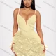 Wholesale Women's Mini Cocktail Dress with Spaghetti Straps and Ruffled Hem Yellow Clothing Wholesale Market Liuhua
