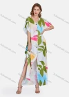 Wholesale Women's Casual Leaf V Neck Short Sleeve Button Down Maxi Dress - Liuhuamall