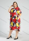 Wholesale Women's Round Neck Short Sleeve Floral Print Plus Midi Dress - Liuhuamall