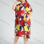 Wholesale Women's Round Neck Short Sleeve Floral Print Plus Midi Dress preview