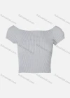 Wholesale Women's Off Shoulder Short Sleeve Rib-Knit Crop Top - Liuhuamall