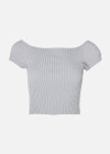Wholesale Women's Off Shoulder Short Sleeve Rib-Knit Crop Top - Liuhuamall