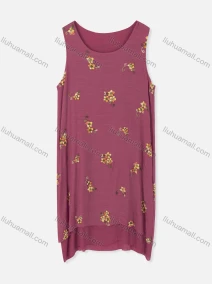 Wholesale Woman's Casual Round Neck Sleeveless Embroidered Floral Print Tank Dress, LIUHUA CLOTHING WHOLESALE