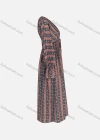 Wholesale Women's Casual Striped Paisley Print V Neck Shirred Tie Front Poet Sleeve Maxi Dress - Liuhuamall