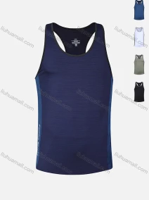 Wholesale Men's 180g Quick Dry Comfy Workout Racerback Contrast Neck Trim Athletic Colorblock Letters Tank Top 2332#, LIUHUA CLOTHING WHOLESALE