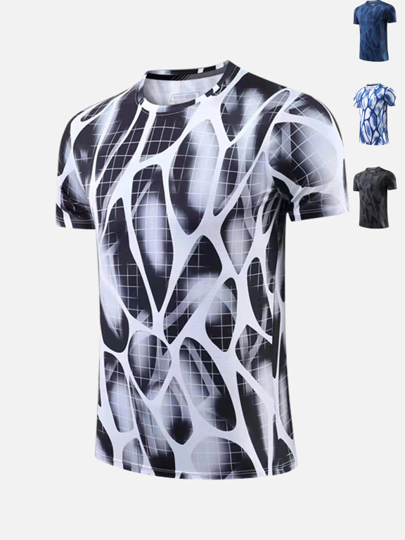 Men's Quick Dry Comfy Workout Allover Print Athletic T-Shirt 2695#, Clothing Wholesale Market -LIUHUA, Men, Men-s-Tops