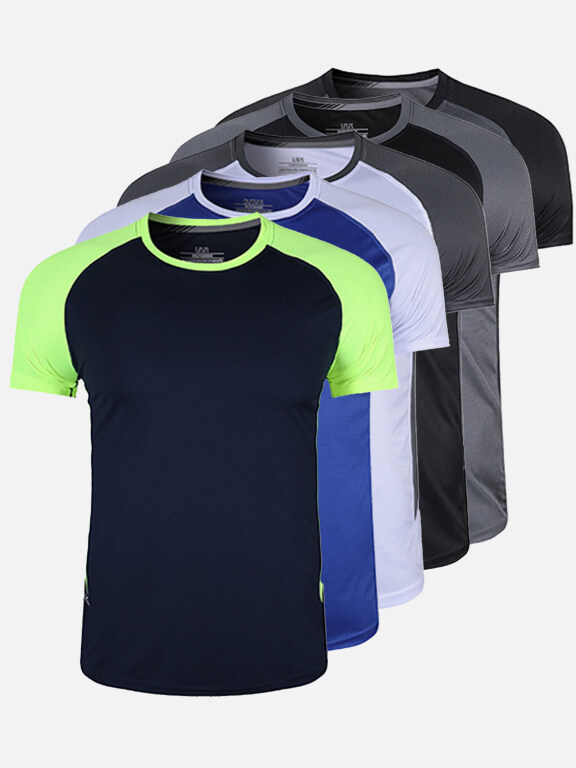 Men's Quick Dry Comfy Workout Raglan Sleeve Colorblock Athletic T-Shirt 3005#, Clothing Wholesale Market -LIUHUA, Men, Men-s-Tops