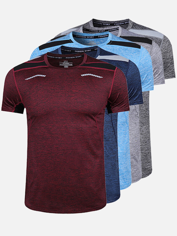Men's Quick Dry Comfy Workout Colorblock Space Dye Athletic T-Shirt 5321#, Clothing Wholesale Market -LIUHUA, Men, Men-s-Tops