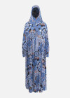 Wholesale Women's Islamic Modest Allover Vintage Print Maxi Prayer Abaya Dress With Hijab 2 Pieces Set - Liuhuamall