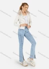 Wholesale Women's Faux Fur Lapel Zip Up Pockets Crop Leather Jacket - Liuhuamall