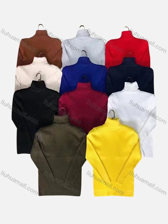 Wholesale Men's Casual Plain Turtleneck Long Sleeve Sweater