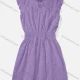 Wholesale Women's Casual Sleeveless Tie Neck Eyelet Embroidery Short Dress Purple Clothing Wholesale Market Liuhua