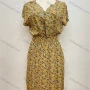 Wholesale Women's Casual Buttons Front Floral Ruched Slim Waist Ruffle Trim Short Dress preview