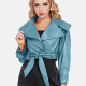 Women's Fashion Plain Crop Leather Jacket With Belt 28# Clothing Wholesale Market -LIUHUA