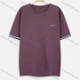 Wholesale Men's Mercerized Cotton Round-Neck Short Sleeve Striped Trim Letters Tee preview