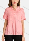 Wholesale Women's Casual Notched Shirt Neck Short Sleeve Button Front Plain Top - Liuhuamall