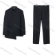 Wholesale Men's Formal Stand Collar Asymmetrical Plain 2 Piece Suit Set #801-BLACK Black Clothing Wholesale Market Liuhua