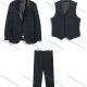 Wholesale Men's Formal Single Breasted Plain 3 Piece Suit Set 612-BLACK # Black Clothing Wholesale Market Liuhua