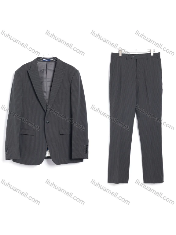 Wholesale Men's Formal Business Single Breasted Striped 2 Piece Suit Set 41479-CRAY