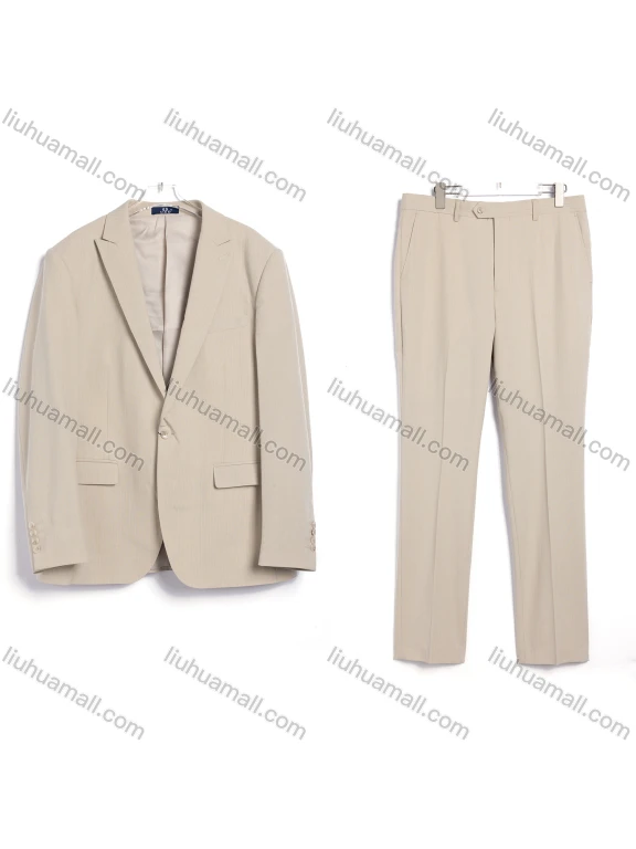 Wholesale Men's Formal Business Single Breasted Plain 2 Piece Suit Set #41479-KHAKI