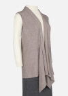 Wholesale Women's Plain Rib-knit Sleeveless Open Front Asymmetrical Hem Cardigan - Liuhuamall