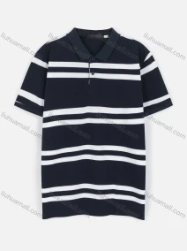Wholesale Men's Casual Short Sleeve Striped Button Polo Shirt, LIUHUA CLOTHING WHOLESALE