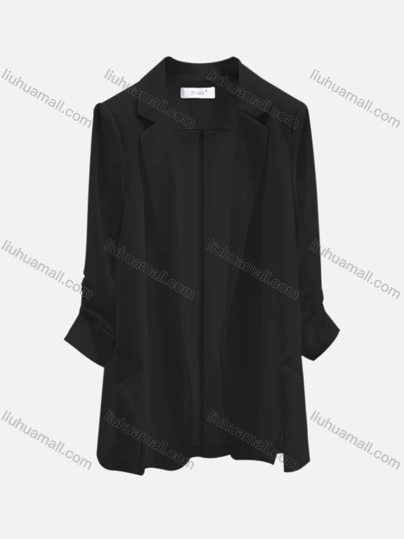 Wholesale Women's Plain Chiffon Lapel Long Sleeve Suit Jacket Cardigan