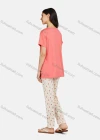 Wholesale Women's Comfy Lounge Short Sleeve Cartoon Print T-shirt & Heart Print Pant Pajama Sets - Liuhuamall