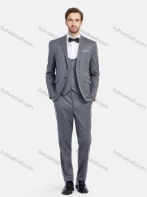 Wholesale Men's Formal Business Striped Print Slim Fit Lapel Suit Jacket With Waistcoat 3 Piece Set, LIUHUA CLOTHING WHOLESALE