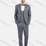 Wholesale Men's Formal Business Striped Print Slim Fit Lapel Suit Jacket With Waistcoat 3 Piece Set preview